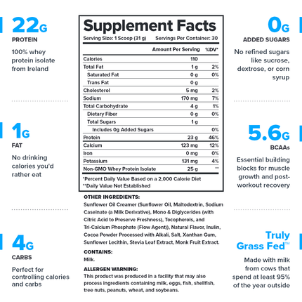 LEGION WHEY+ ISOLATE POWDER – ULTRA‑FILTERED GRASS FED PROTEIN 30 SERV